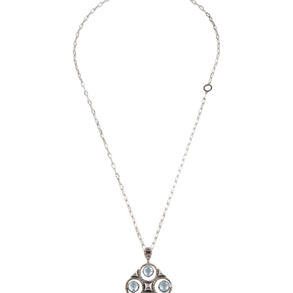 Tacori Island Rains collection lotus 4 blue topaz 925 silver with 18k gold stamp - Picture 2 of 5